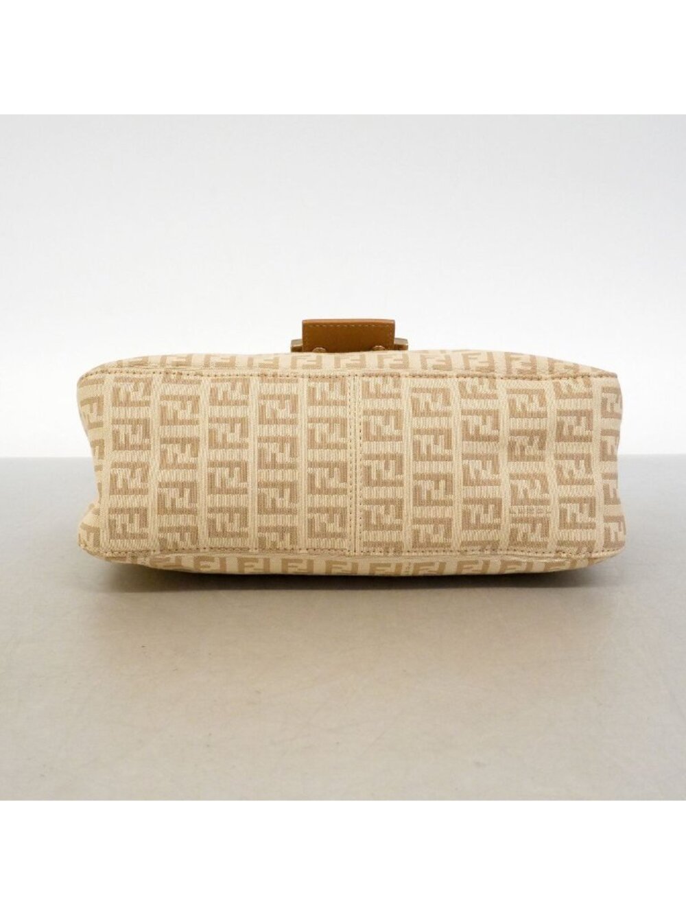 Fendi Handbag Zucchino Nylon Canvas Beige Gold - Picture 3 of 10